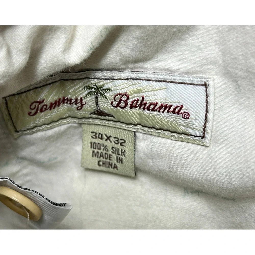 Tommy Bahama Silk Pleated Chino Pants Mens 34x32 Beige Relaxed Fit Mid Rise